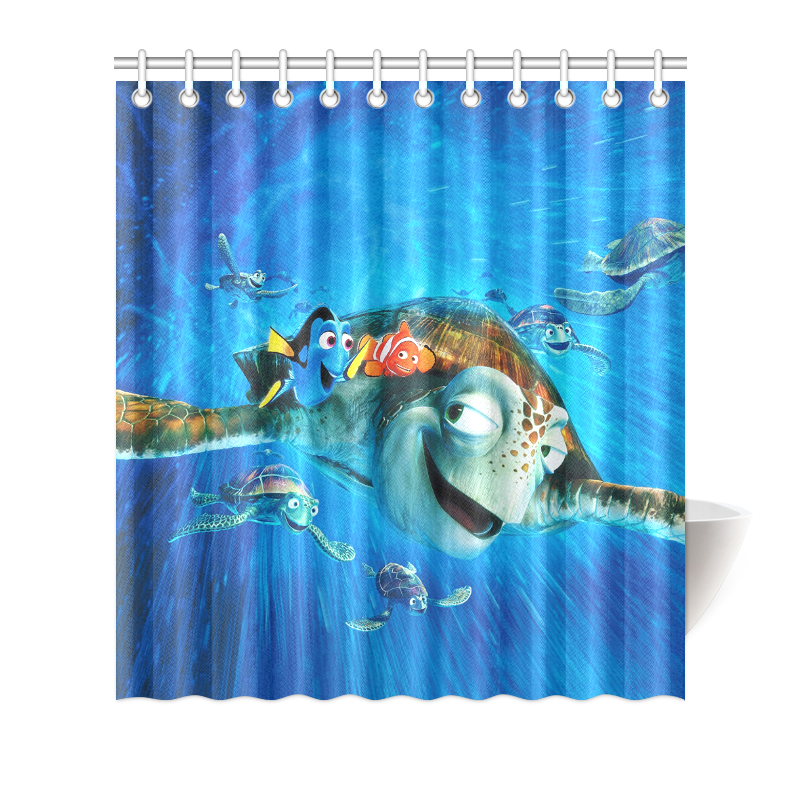 Custom Waterproof Finding Nemo Turtle Bathroom Shower Curtain 66 x 72