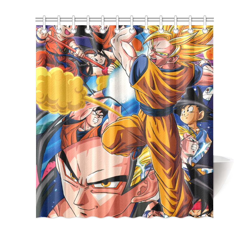 Printed Polyester Waterproof Dragon Ball Z Bathroom Shower Curtain 66 x
