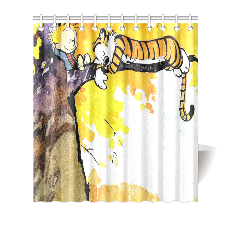 Custom Polyester Waterproof Calvin And Hobbes Bathroom Shower Curtain 66x72 Inch 8672978703188 