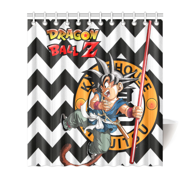 Popular Polyester Waterproof Dragon Ball Z Bathroom Shower Curtain 66 x