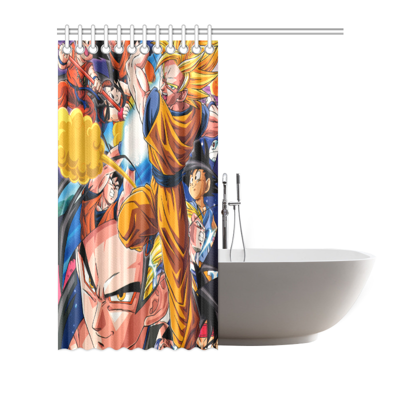 Printed Polyester Waterproof Dragon Ball Z Bathroom Shower Curtain 66 x