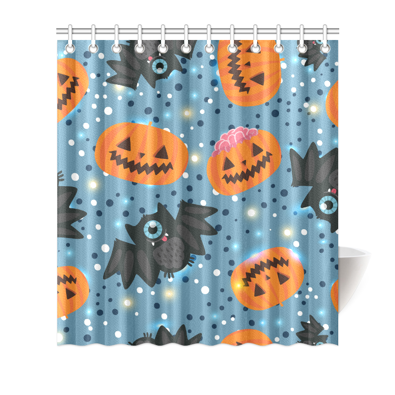 Custom Waterproof Pumpkin And Bat Bathroom Shower Curtain Image Is Loading Custom Waterproof Pumpkin And Bat Bathroom Shower