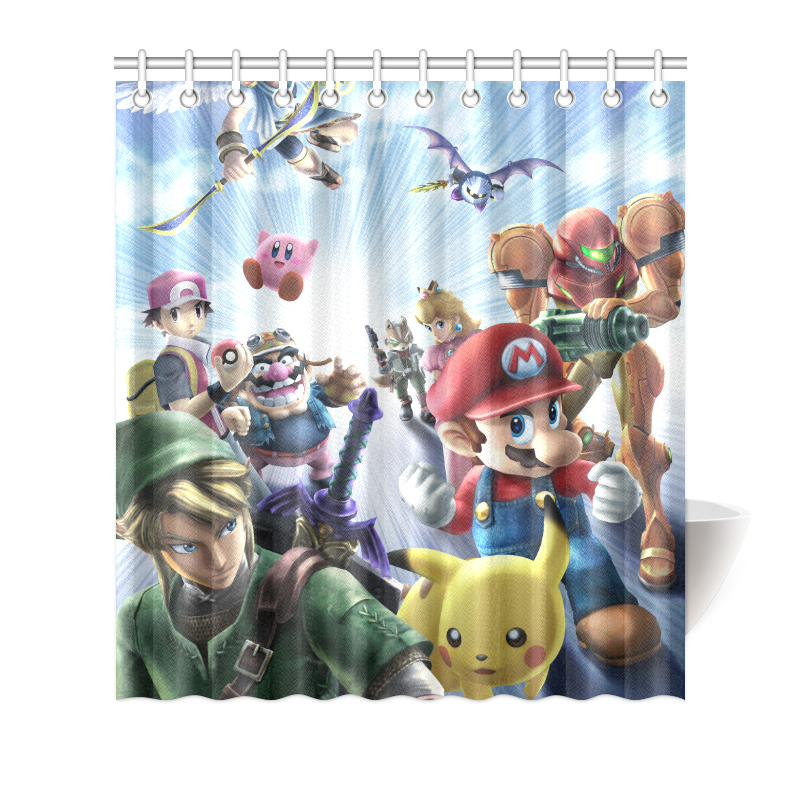 Custom Waterproof Pokemon And Legend Of Zelda Bath Shower Curtain 66 x