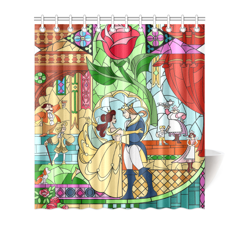Polyester Waterproof Beauty And The Beast Bathroom Shower Curtain 66 Image Is Loading Polyester Waterproof Beauty And The Beast Bathroom Shower